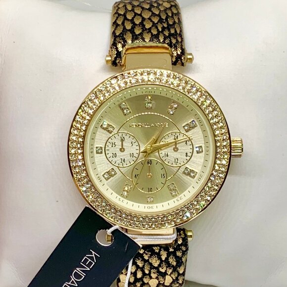 kendal and kylie ladies watch gold tone crystals  38mm case Quartz analog runnin - Picture 1 of 4